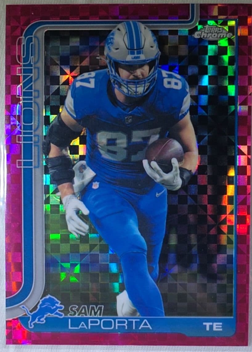 Sam LaPorta 2025 Topps Chrome Pink Xfractor