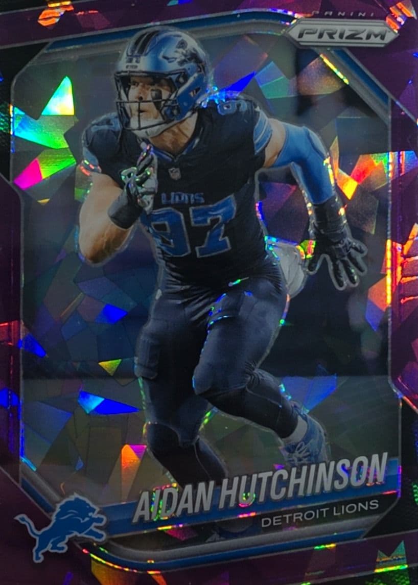 Aidan Hutchison 2025 Prizm Purple Cracked Ice